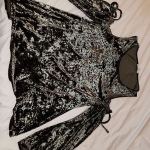 Velvet cold shoulder shirt